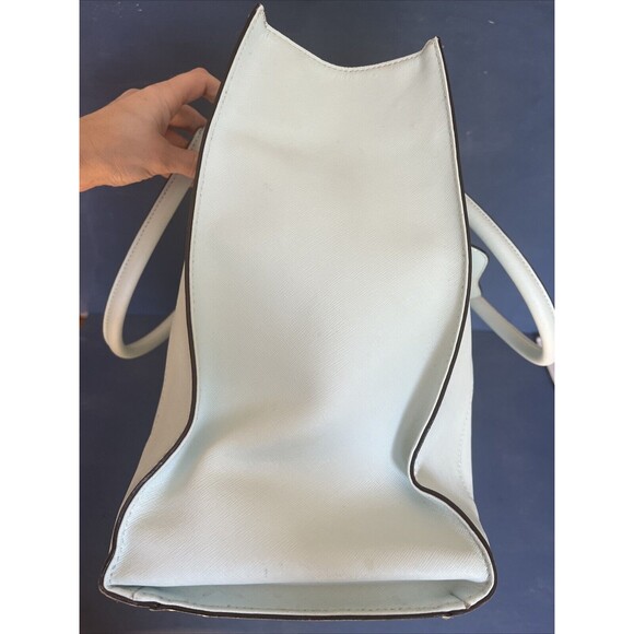 REBECCA MINKOFF M A B Blue Leather Large Tote Shoulder Bag Purse Satchel Tassel - Picture 7 of 15